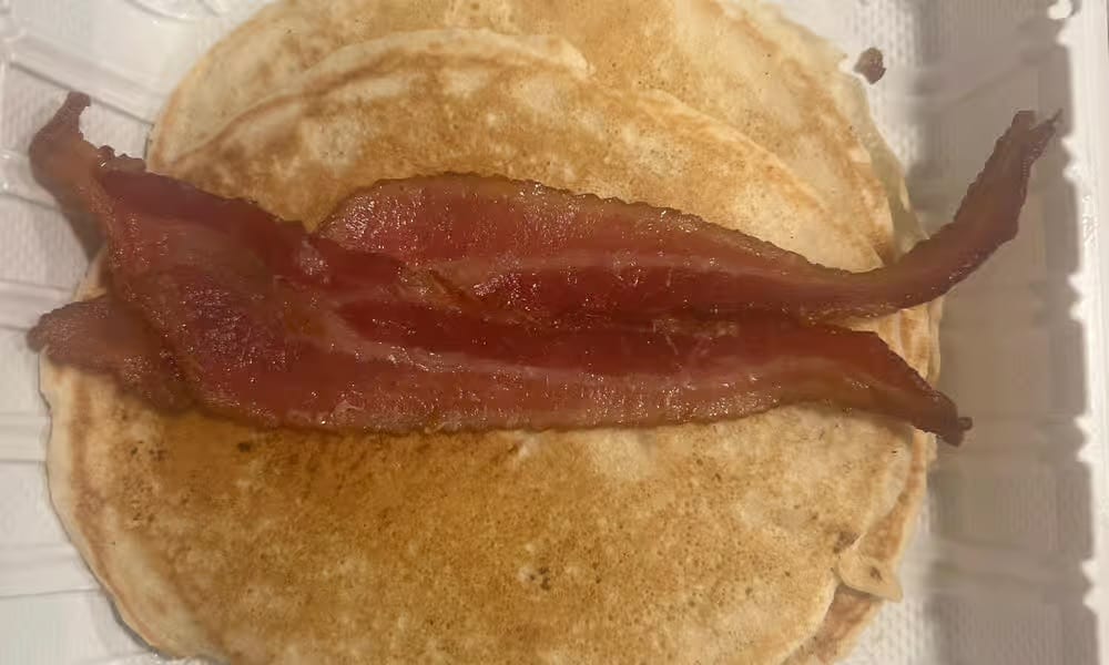 Short Stack with Two Eggs + Two Bacon.
