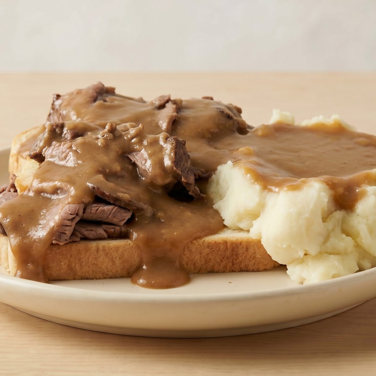 Open Face Roast Beef with Mashed Potatoes