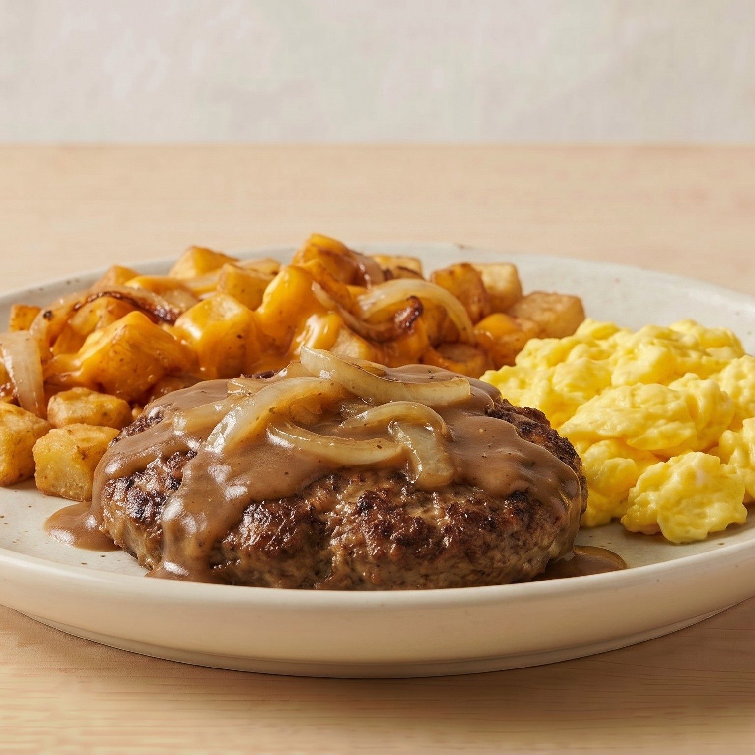 Hamburger Steak & Eggs.